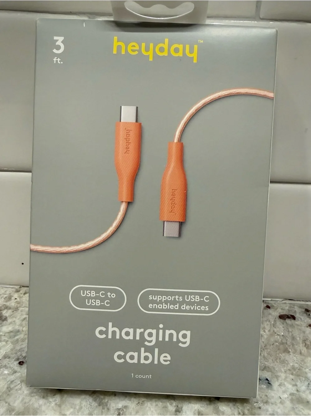 3/$15* heyday 3 ft Braided USB-C Cable - Peach